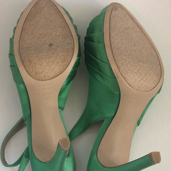 Nine West satin green heels 7 m - Picture 5 of 8
